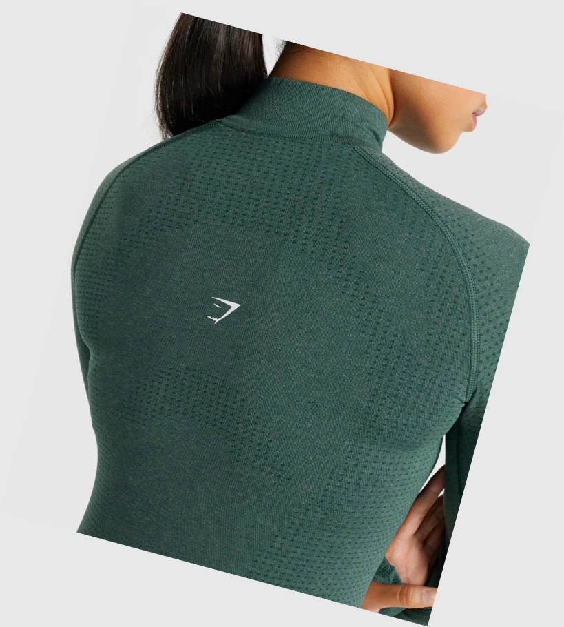 Sudadera Con Capucha Gymshark Vital Seamless 2.0 1/2 Zip Mujer Verdes Oscuro | XWTNKMY-87