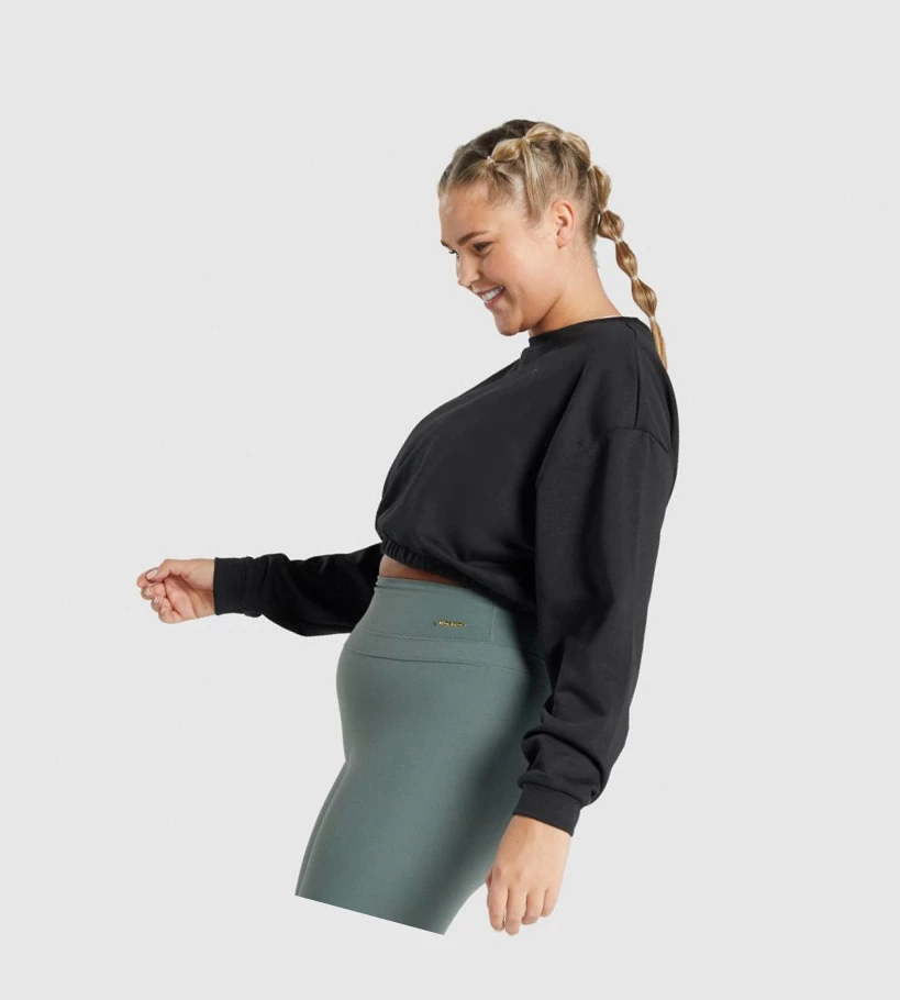 Sudadera Con Capucha Gymshark Whitney Cropped Mujer Negros | UNYOCQZ-89