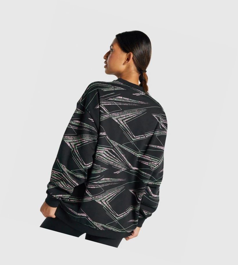 Sudadera Con Capucha Gymshark Zone Estampados Mujer Negros Verdes | MYRPBOS-17