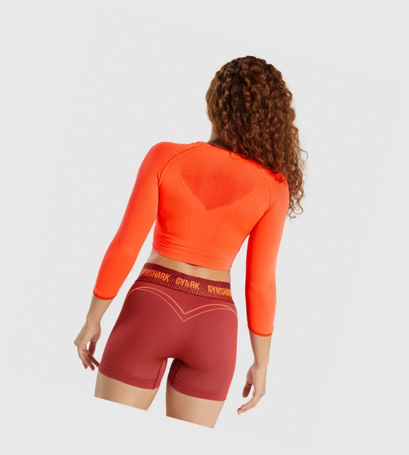 Sudaderas Gymshark Apex Seamless Crop Top Mujer Naranjas | IBYREDG-92