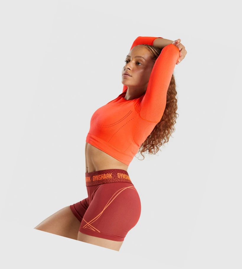 Sudaderas Gymshark Apex Seamless Crop Top Mujer Naranjas | IBYREDG-92