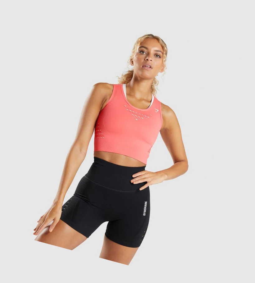 Sudaderas Gymshark Energy Seamless Crop Top Mujer Rosas | LNEQXKM-13