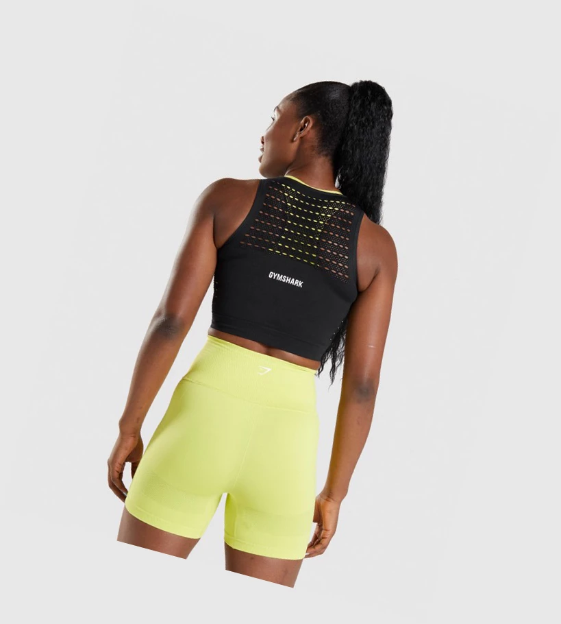 Sudaderas Gymshark Energy Seamless Crop Top Mujer Negros | ZPAVGKX-37