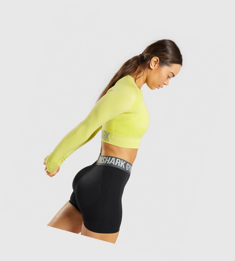 Sudaderas Gymshark Flex Sports Crop Top Mujer Amarillos | GNCMAFL-89