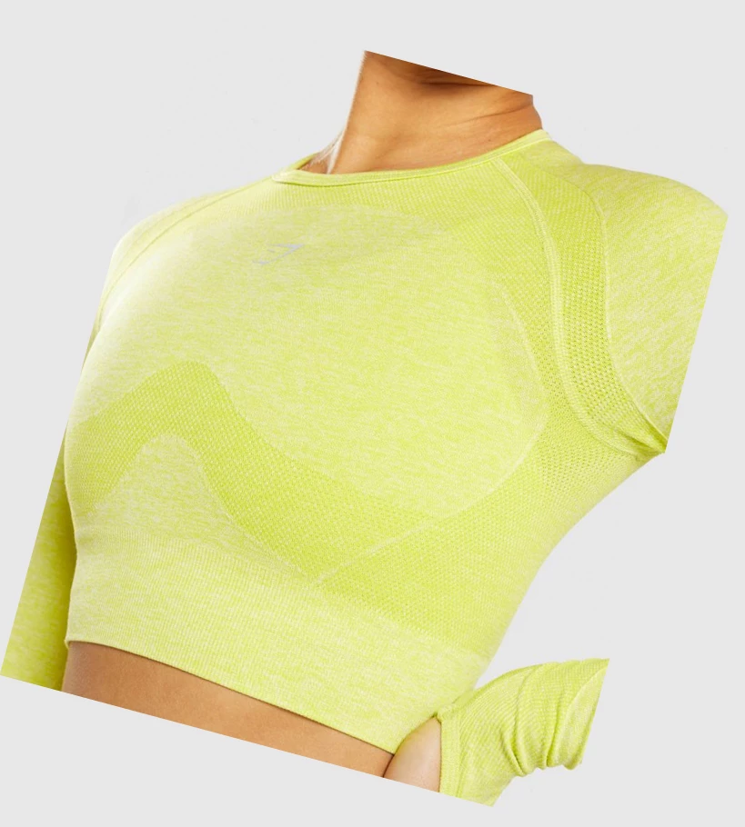 Sudaderas Gymshark Flex Sports Crop Top Mujer Amarillos | GNCMAFL-89