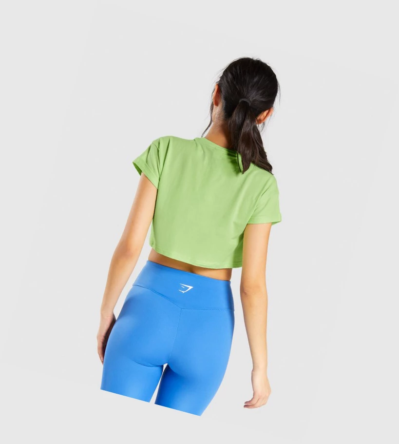 Sudaderas Gymshark Fraction Crop Top Mujer Verdes | CAKHURE-98