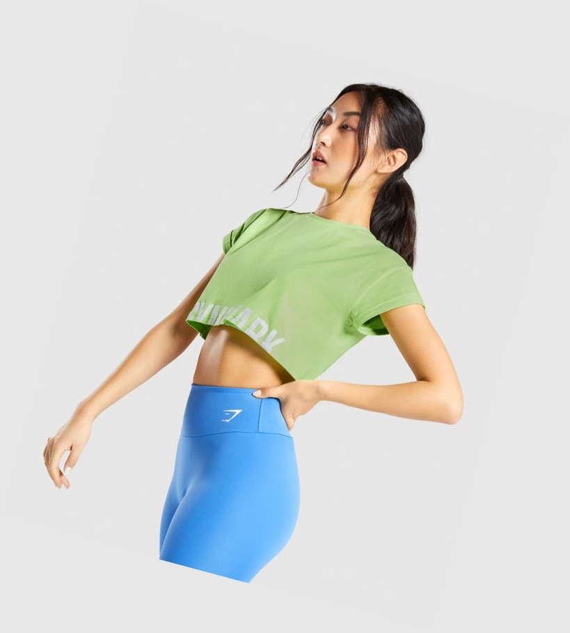 Sudaderas Gymshark Fraction Crop Top Mujer Verdes | CAKHURE-98