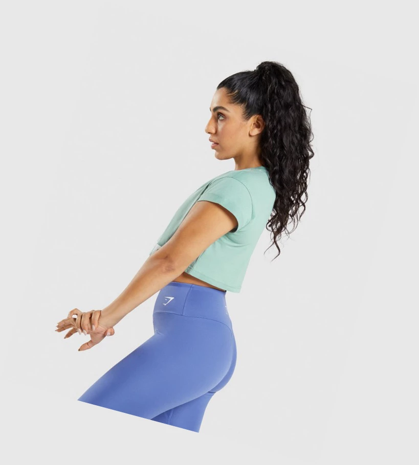 Sudaderas Gymshark Fraction Crop Top Mujer Azules | CYIJFGQ-39