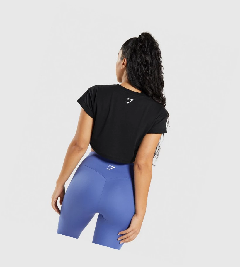 Sudaderas Gymshark Fraction Crop Top Mujer Negros | GMTCEYR-35