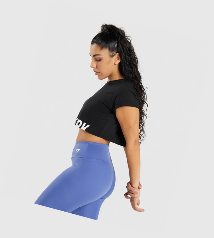 Sudaderas Gymshark Fraction Crop Top Mujer Negros | GMTCEYR-35