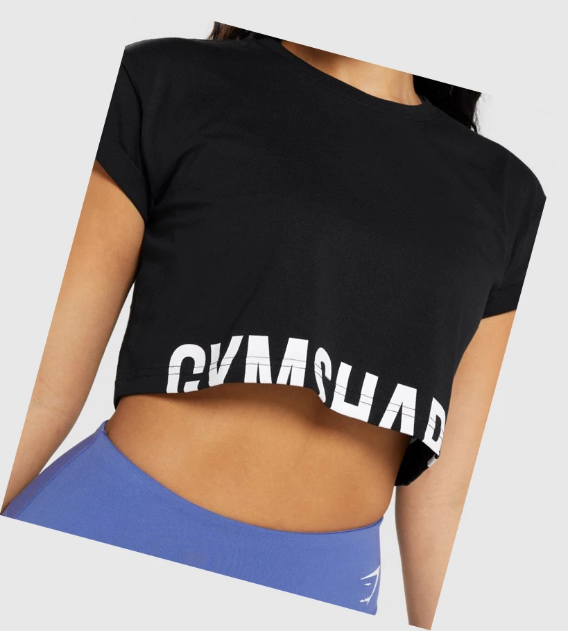 Sudaderas Gymshark Fraction Crop Top Mujer Negros | GMTCEYR-35