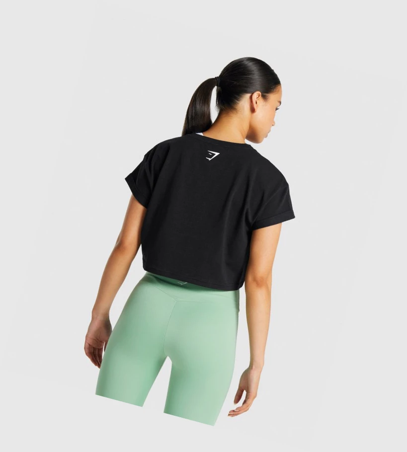 Sudaderas Gymshark Fraction Crop Top Mujer Negros | HCEMLJX-27