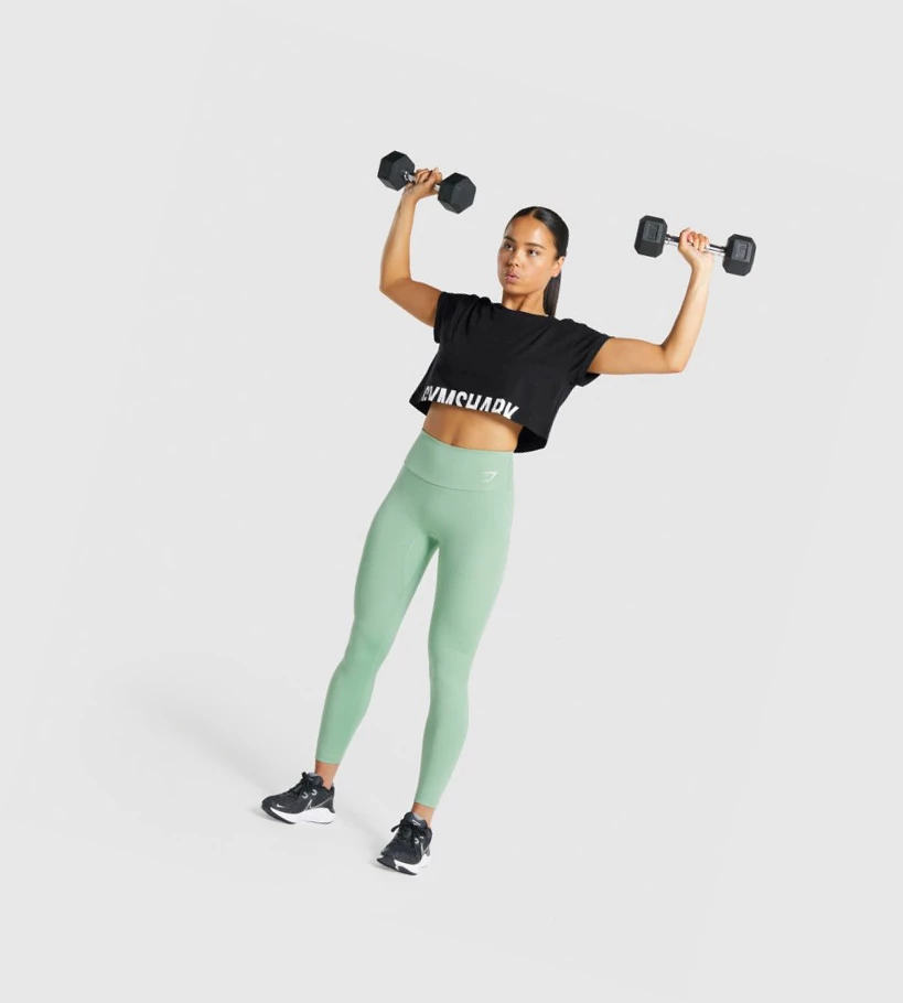 Sudaderas Gymshark Fraction Crop Top Mujer Negros | HCEMLJX-27