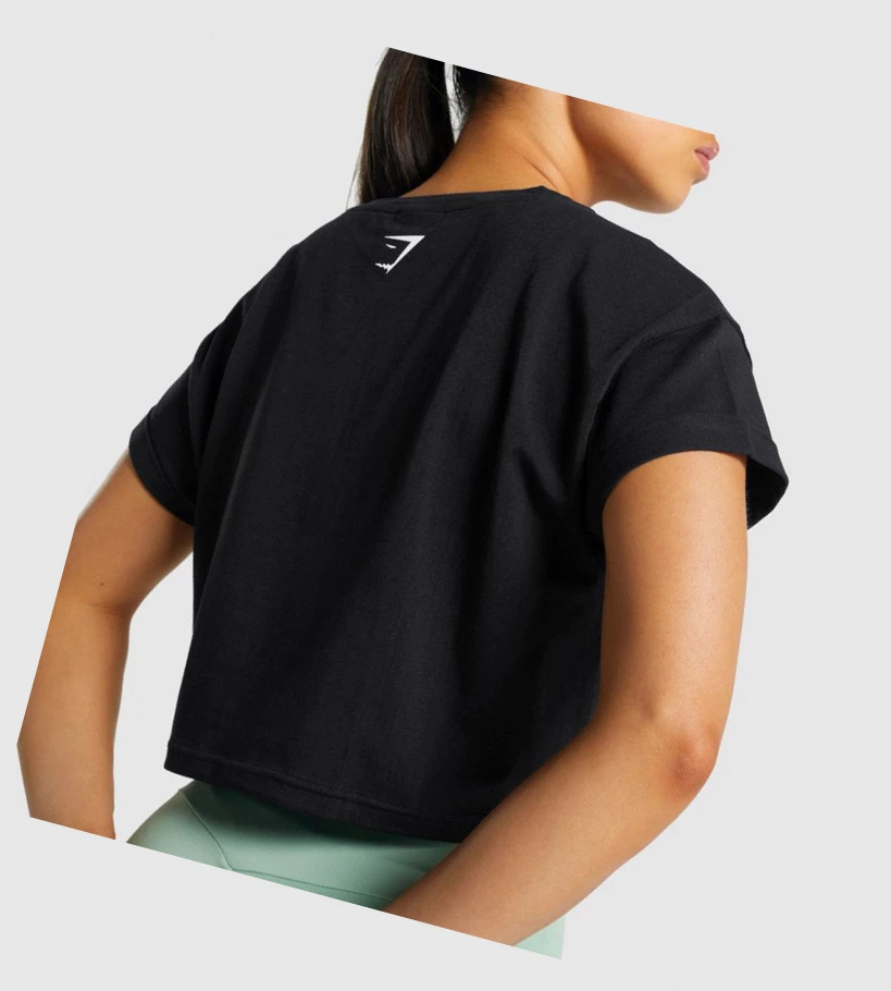 Sudaderas Gymshark Fraction Crop Top Mujer Negros | HCEMLJX-27