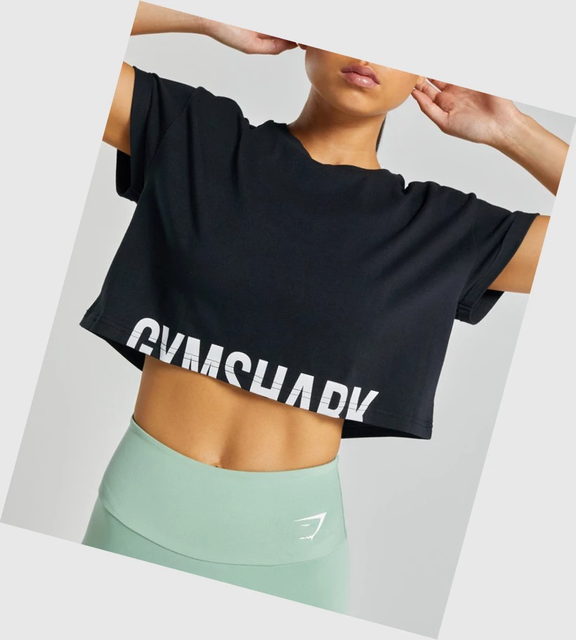 Sudaderas Gymshark Fraction Crop Top Mujer Negros | HCEMLJX-27