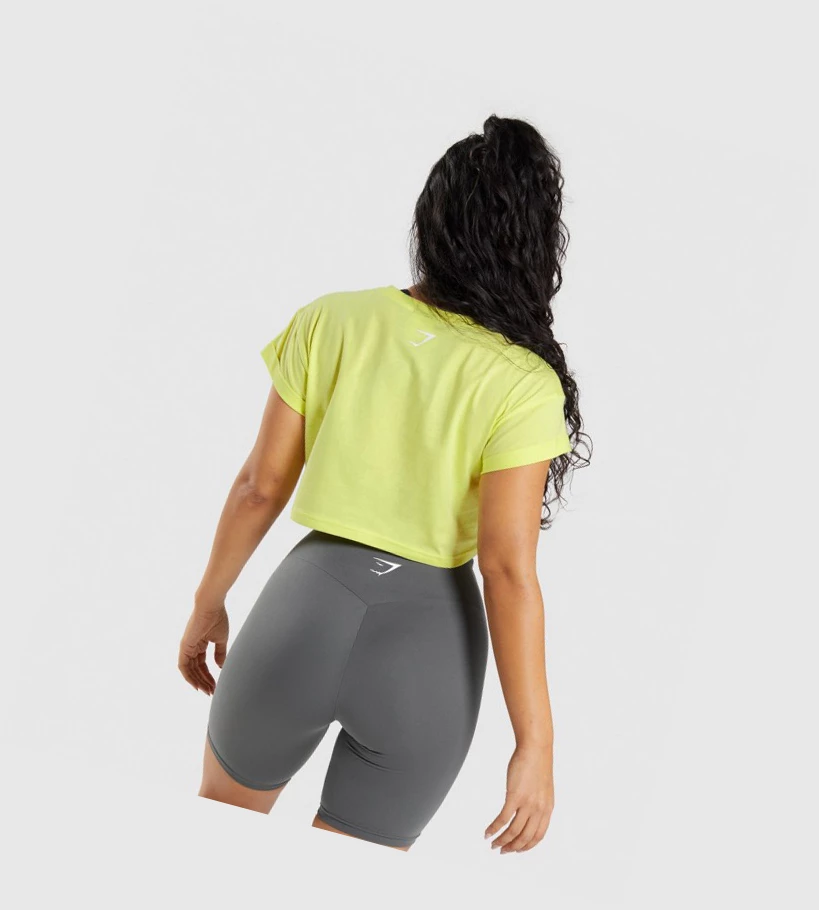 Sudaderas Gymshark Fraction Crop Top Mujer Verdes | HKCTSUQ-85