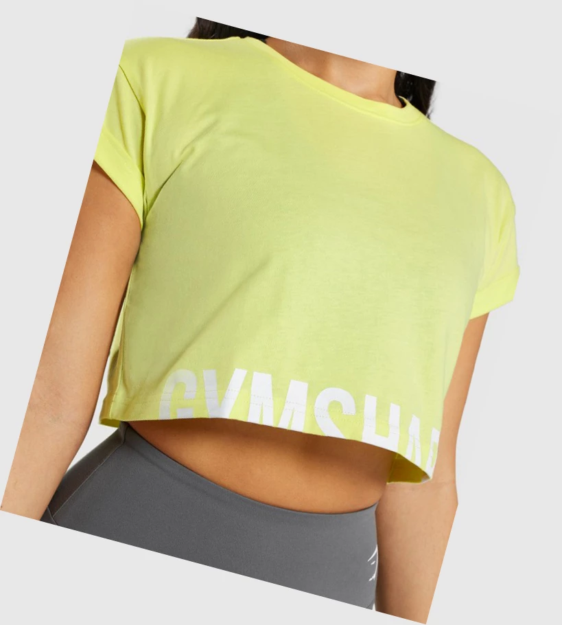 Sudaderas Gymshark Fraction Crop Top Mujer Verdes | HKCTSUQ-85