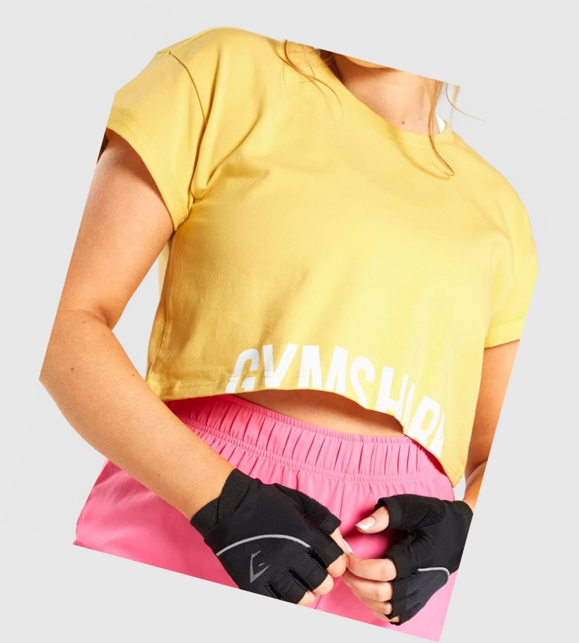 Sudaderas Gymshark Fraction Crop Top Mujer Amarillos | PLWINAY-94