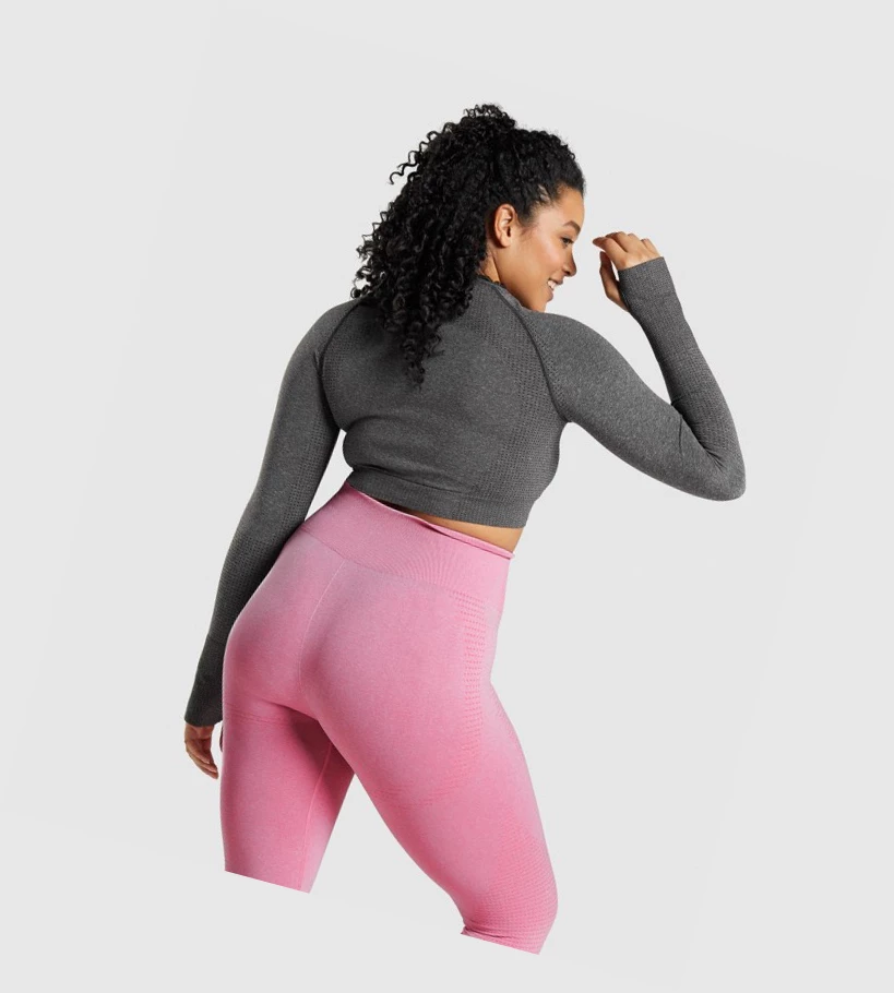 Sudaderas Gymshark Vital Seamless 2.0 Crop Top Mujer Grises | BKCFWEQ-39