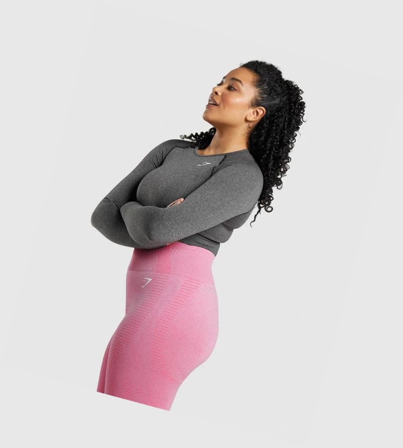 Sudaderas Gymshark Vital Seamless 2.0 Crop Top Mujer Grises | BKCFWEQ-39