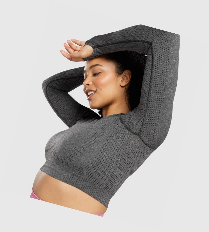 Sudaderas Gymshark Vital Seamless 2.0 Crop Top Mujer Grises | BKCFWEQ-39