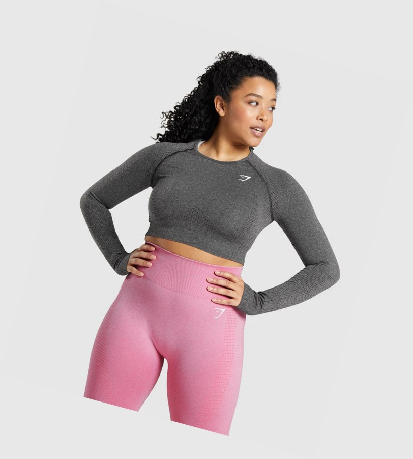 Sudaderas Gymshark Vital Seamless 2.0 Crop Top Mujer Grises | BKCFWEQ-39