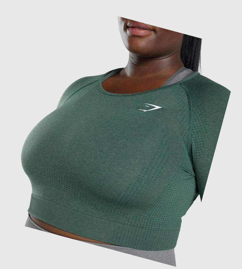 Sudaderas Gymshark Vital Seamless 2.0 Crop Top Mujer Verdes Oscuro | VKIQBNW-58