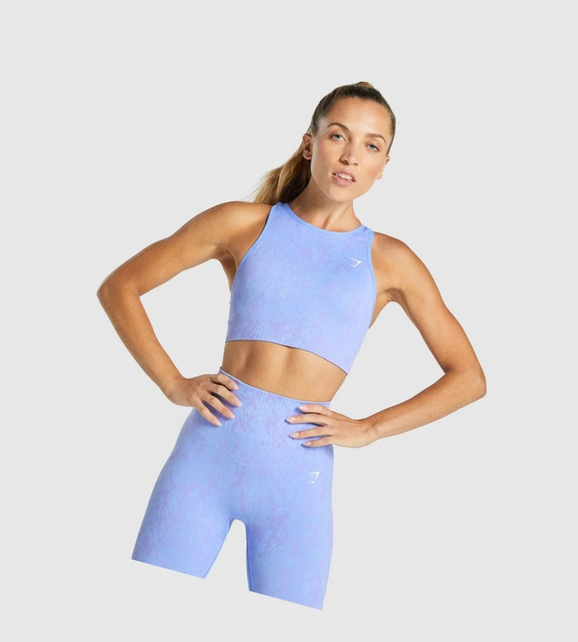 Sujetadores Deportivos Gymshark Adapt Animal Seamless Mujer Azules Claro | DUPQCOA-34