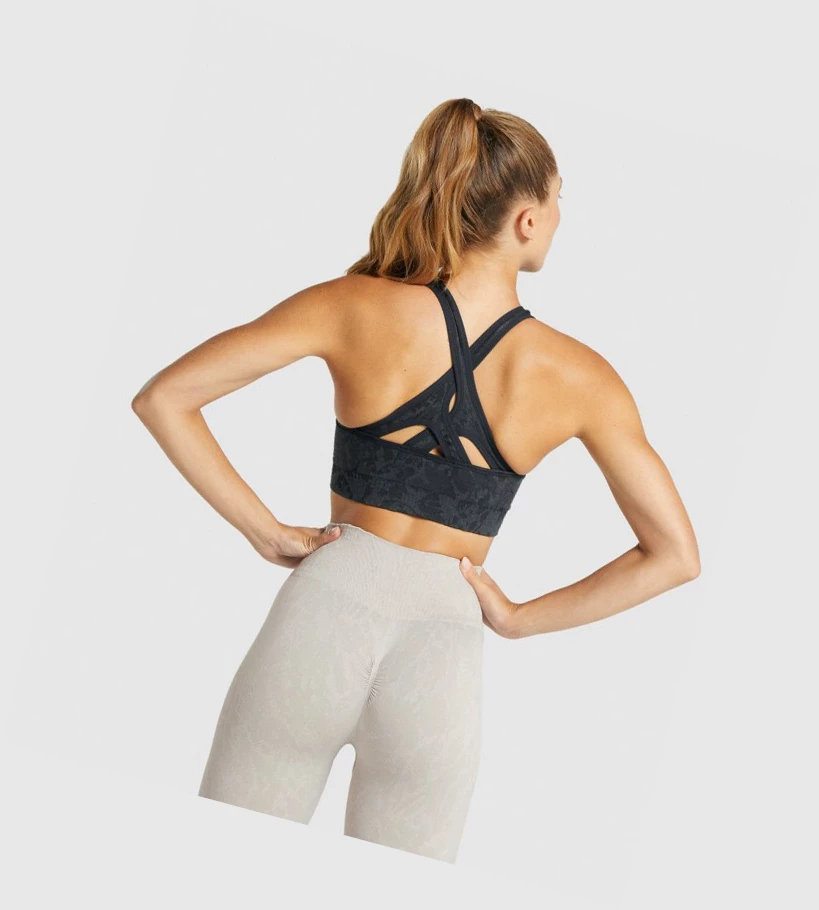 Sujetadores Deportivos Gymshark Adapt Animal Seamless Mujer Negros | EDINBTW-26