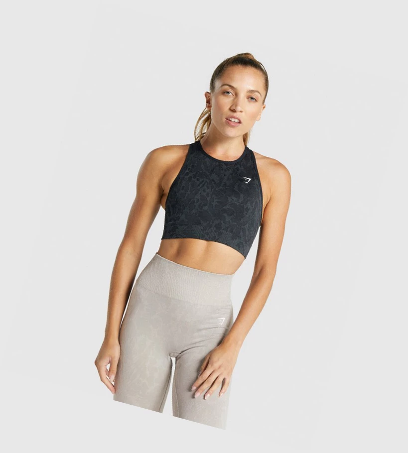 Sujetadores Deportivos Gymshark Adapt Animal Seamless Mujer Negros | EDINBTW-26