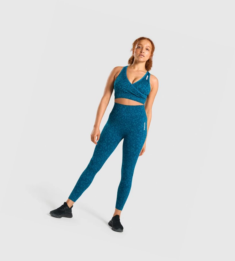 Sujetadores Deportivos Gymshark Adapt Animal Seamless Mujer Turquesa | STKXQCU-07