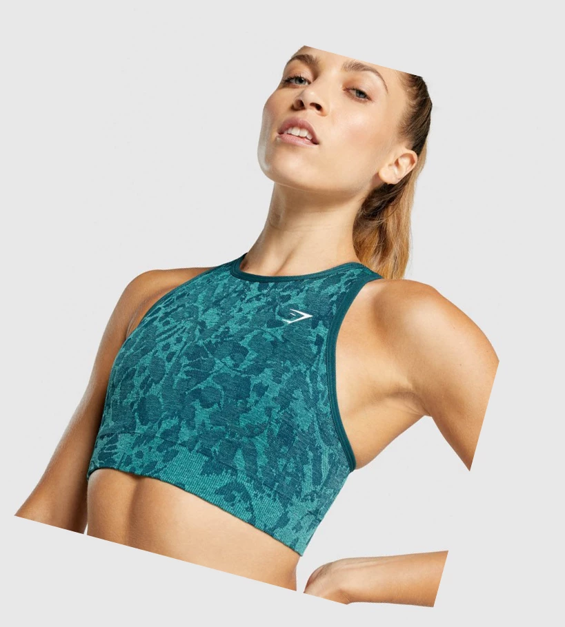 Sujetadores Deportivos Gymshark Adapt Animal Seamless Mujer Turquesa | VYLPSOQ-91