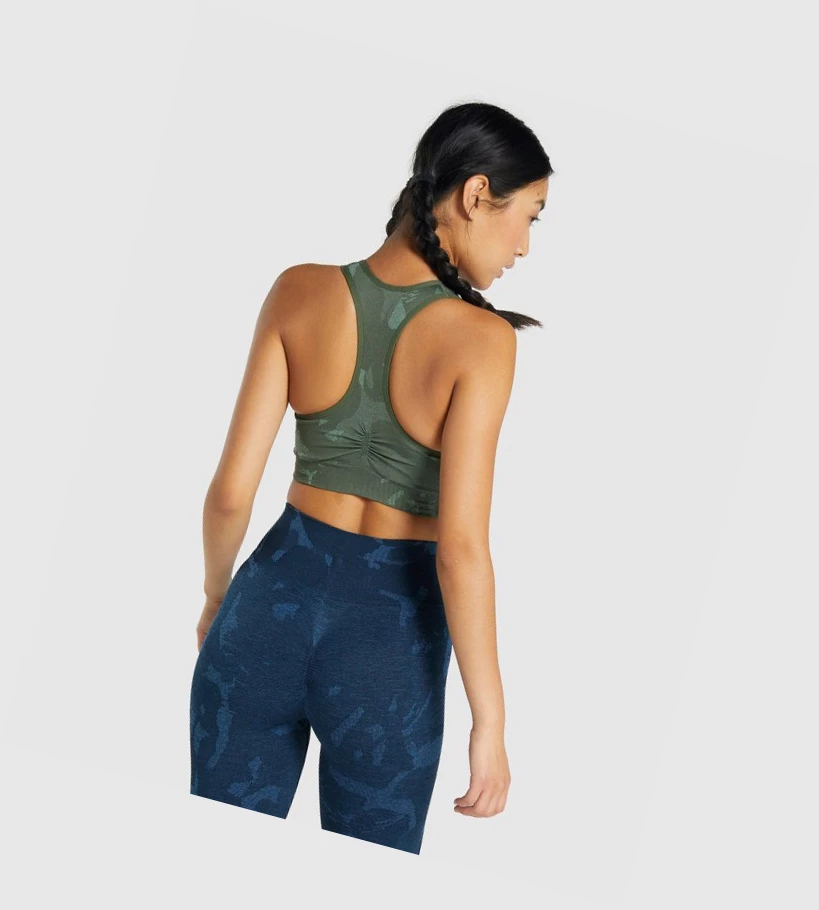 Sujetadores Deportivos Gymshark Adapt Camo Seamless Racer Back Mujer Verdes | HTRQZKD-76