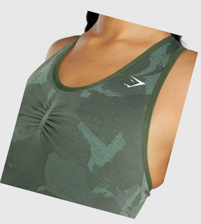 Sujetadores Deportivos Gymshark Adapt Camo Seamless Racer Back Mujer Verdes | HTRQZKD-76