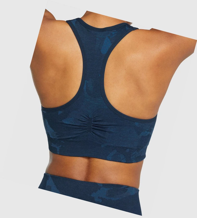 Sujetadores Deportivos Gymshark Adapt Camo Seamless Racer Back Mujer Azul Marino | YKPCQFD-14