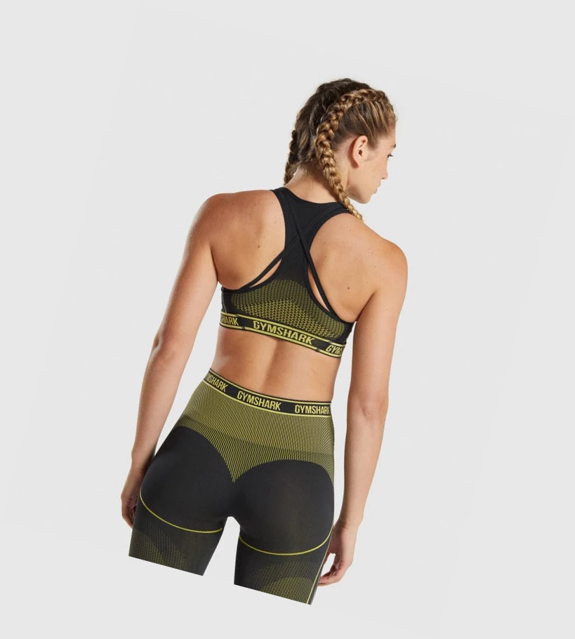 Sujetadores Deportivos Gymshark Apex Seamless Mujer Negros Amarillos | BCITWRF-76