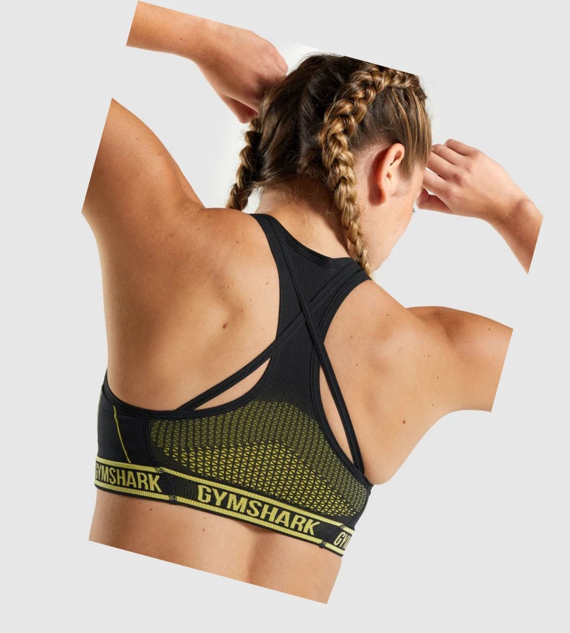 Sujetadores Deportivos Gymshark Apex Seamless Mujer Negros Amarillos | BCITWRF-76