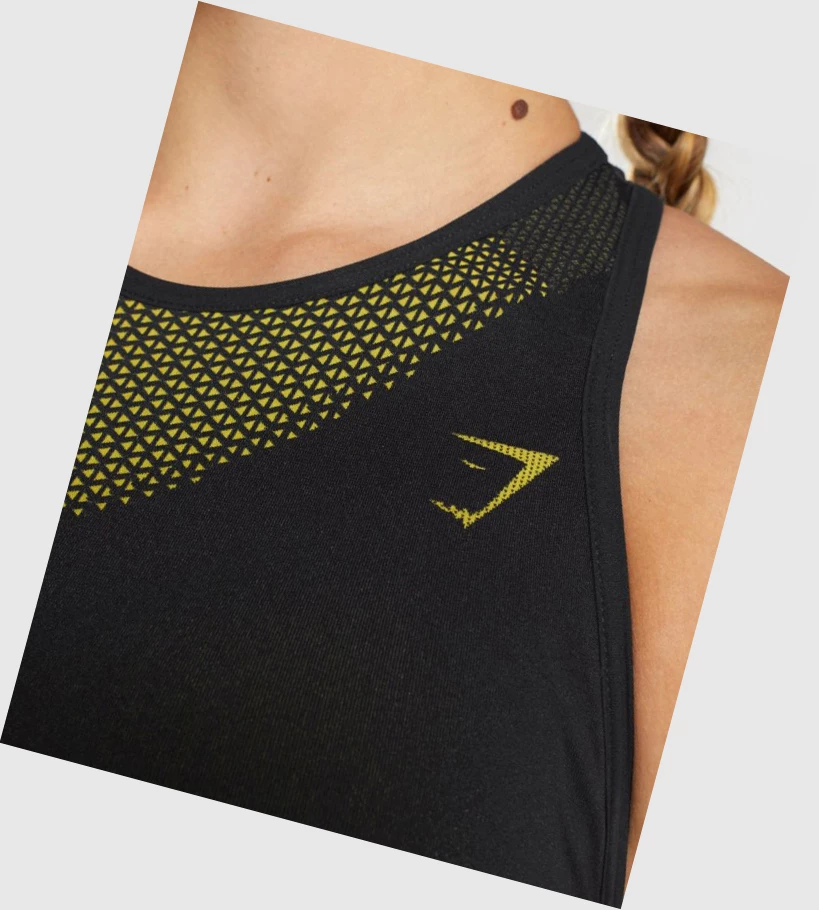 Sujetadores Deportivos Gymshark Apex Seamless Mujer Negros Amarillos | BCITWRF-76