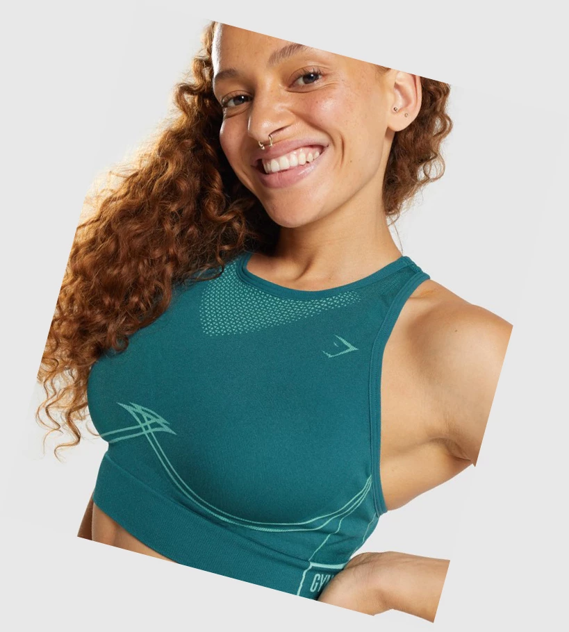 Sujetadores Deportivos Gymshark Apex Seamless Mujer Turquesa | LQHFZUN-85