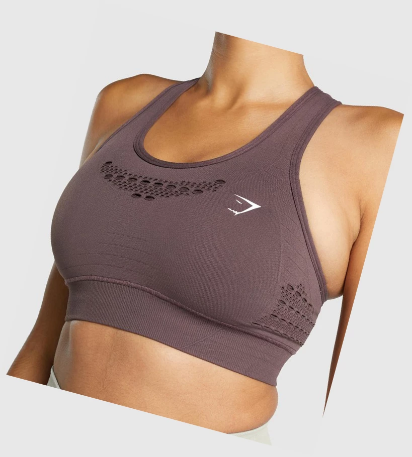 Sujetadores Deportivos Gymshark Energy Seamless Mujer Marrom | GVRJTZQ-41