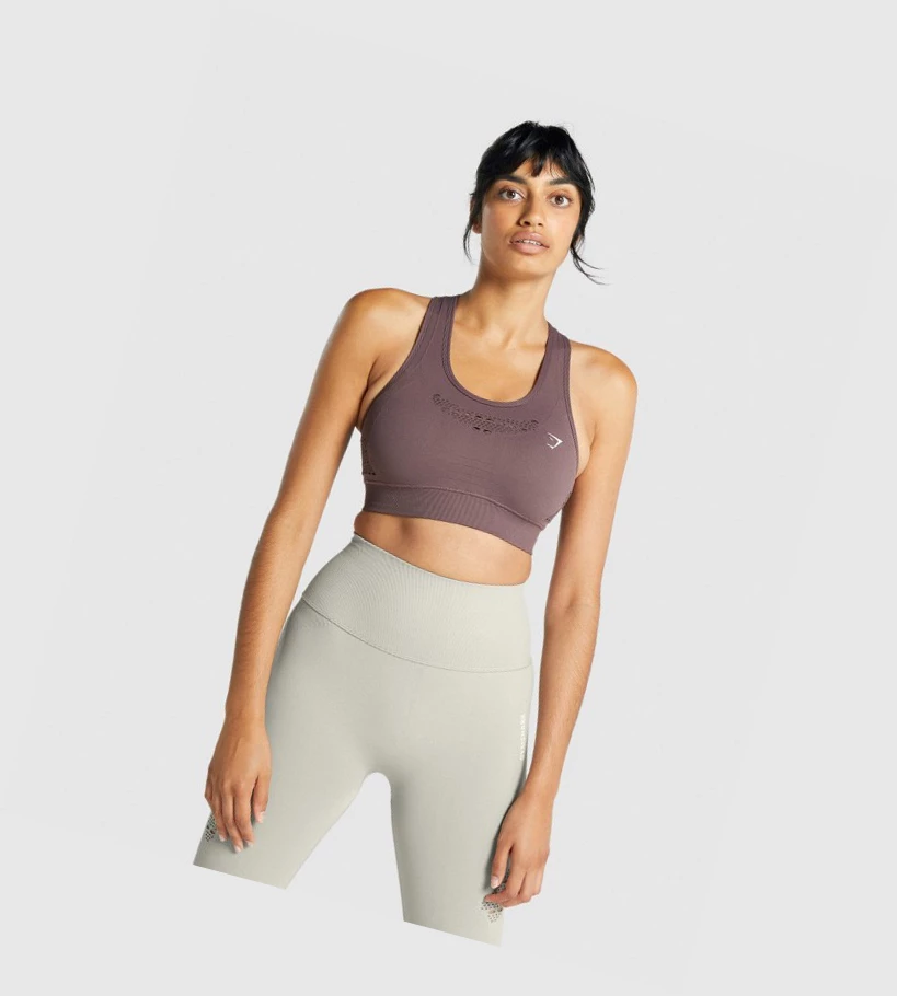 Sujetadores Deportivos Gymshark Energy Seamless Mujer Marrom | GVRJTZQ-41