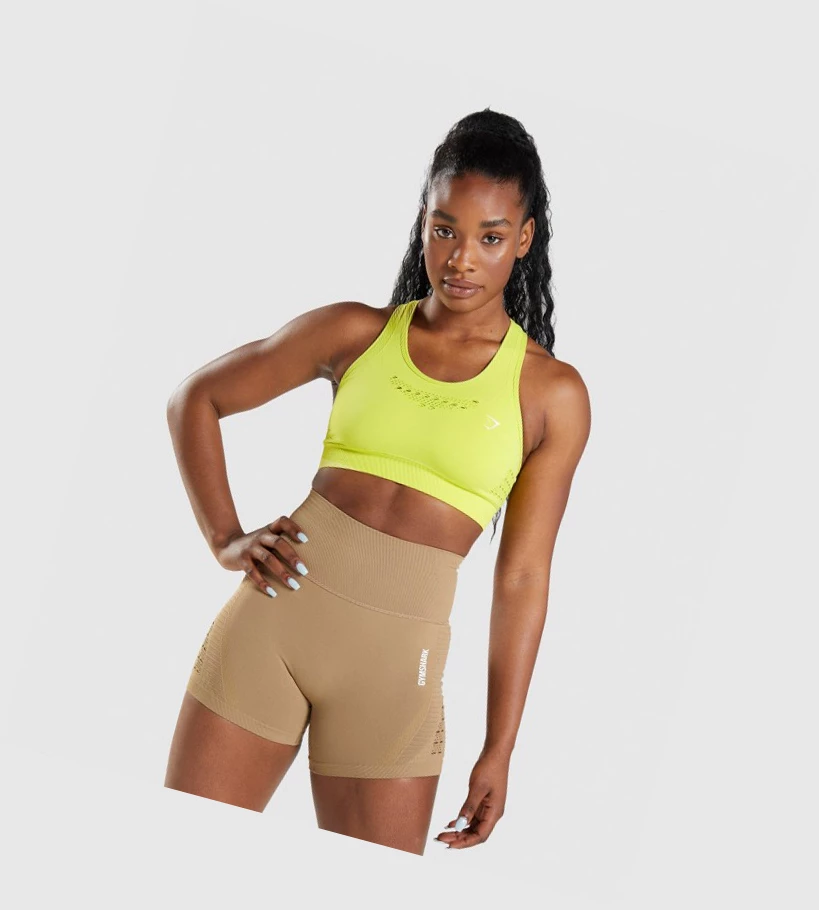 Sujetadores Deportivos Gymshark Energy Seamless Mujer Amarillos | VARMJIX-87