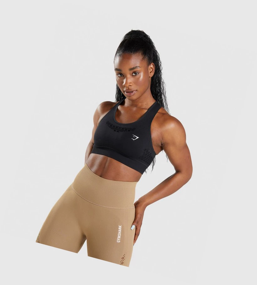 Sujetadores Deportivos Gymshark Energy Seamless Mujer Negros | YFNPUJC-07