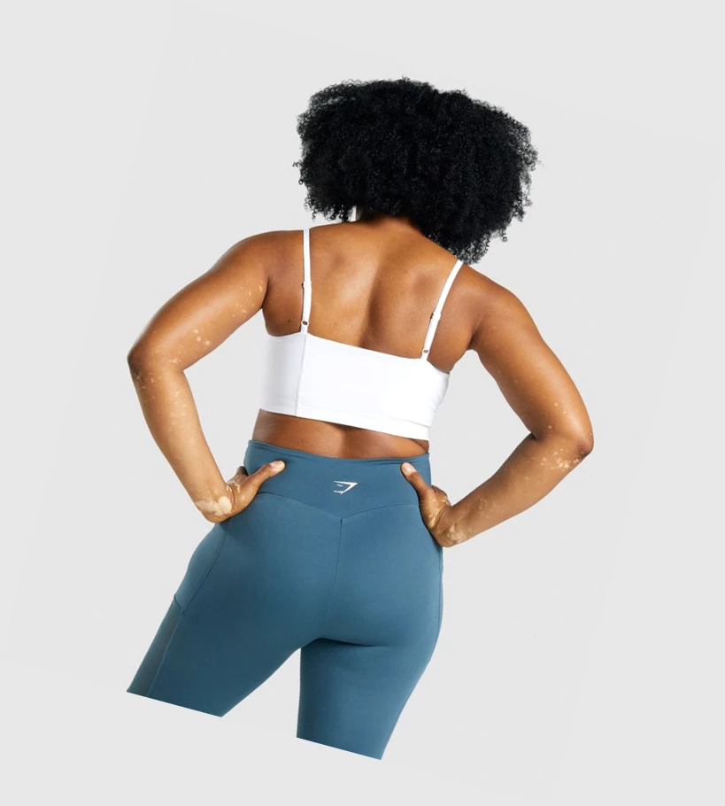 Sujetadores Deportivos Gymshark Entrenamiento Bandeau Mujer Blancos | SALBTCM-92