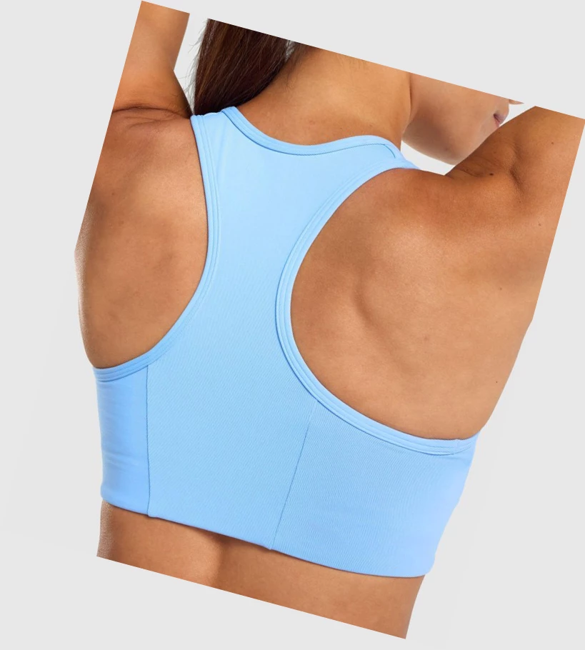 Sujetadores Deportivos Gymshark Essential Racer Back Entrenamiento Mujer Azules Claro | QSHJZEX-94