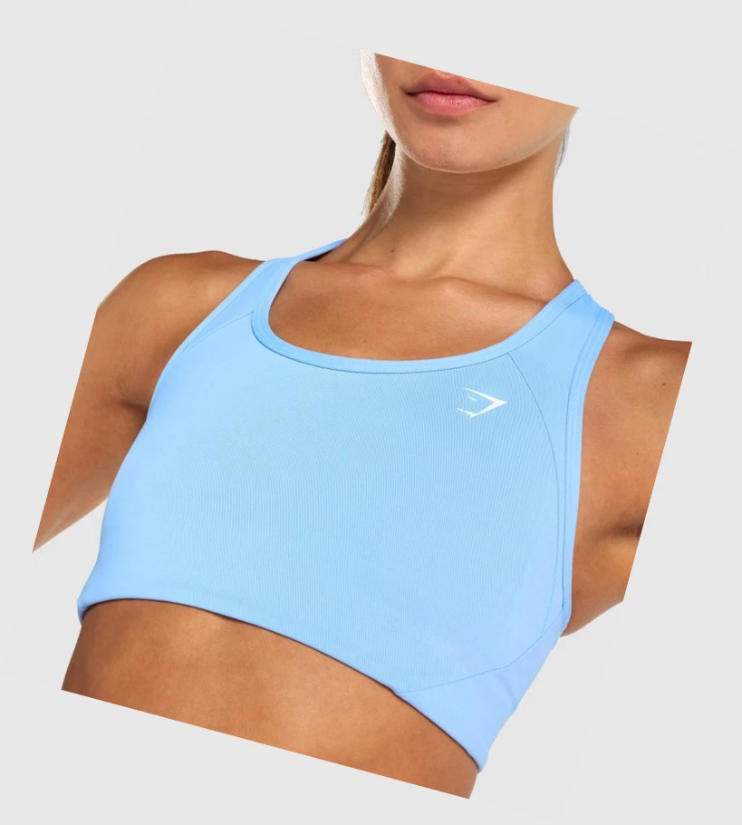 Sujetadores Deportivos Gymshark Essential Racer Back Entrenamiento Mujer Azules Claro | QSHJZEX-94