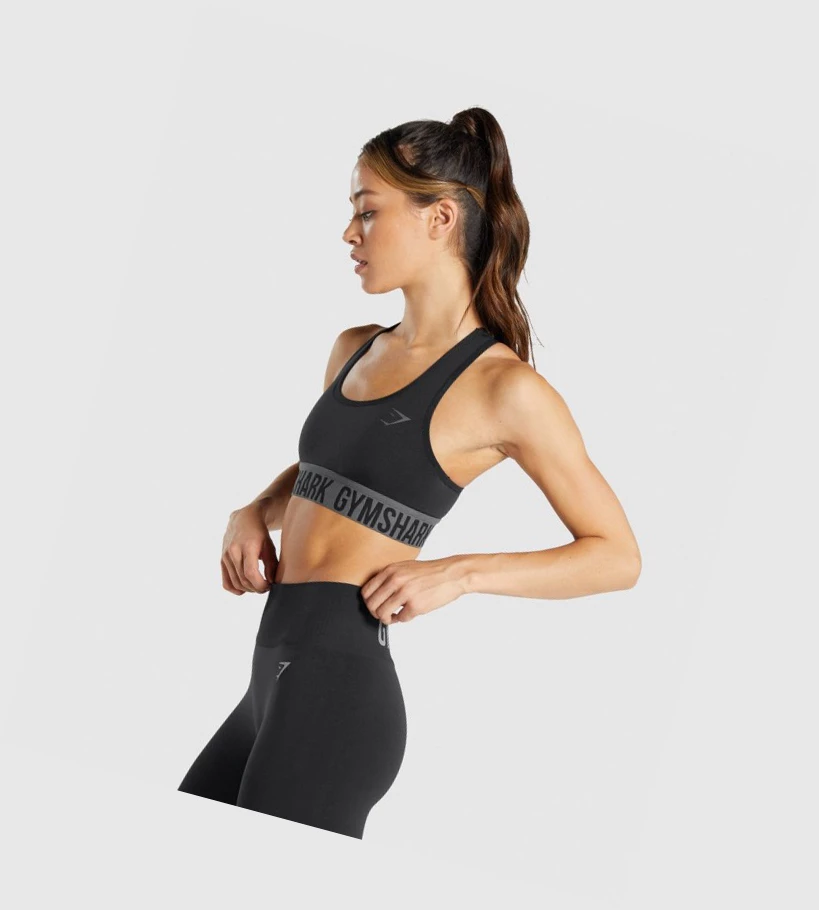 Sujetadores Deportivos Gymshark Fit Seamless Mujer Negros | OATFEGL-14