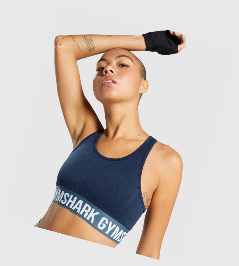 Sujetadores Deportivos Gymshark Flex Mujer Azul Marino | ONWRIAB-14