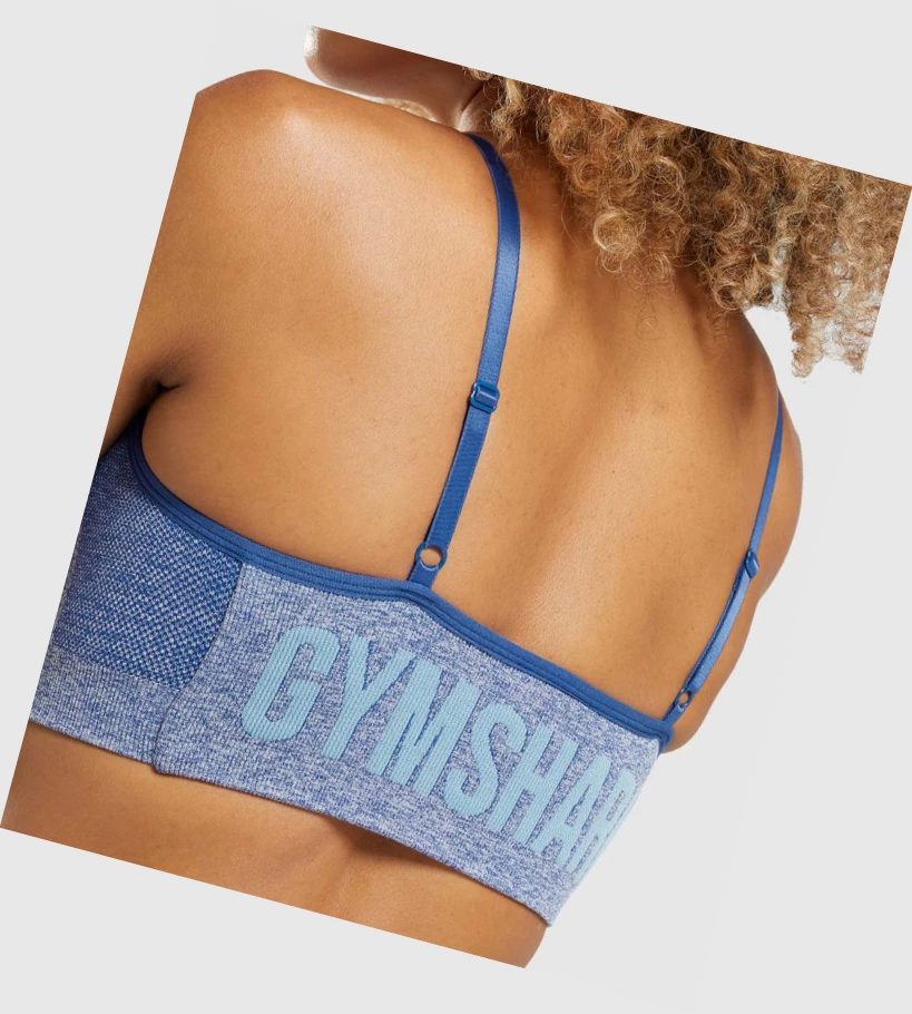 Sujetadores Deportivos Gymshark Flex Tiras Mujer Azules | QVOSLMZ-02