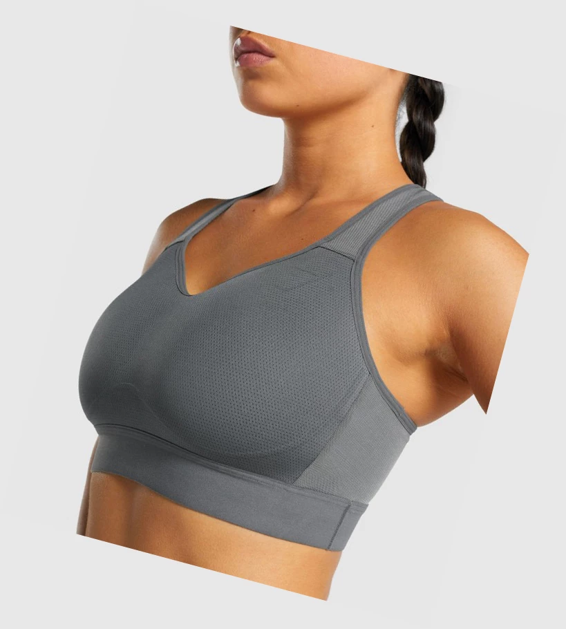 Sujetadores Deportivos Gymshark Ligeros High Support Entrenamiento Mujer Grises | PNWFVCB-40